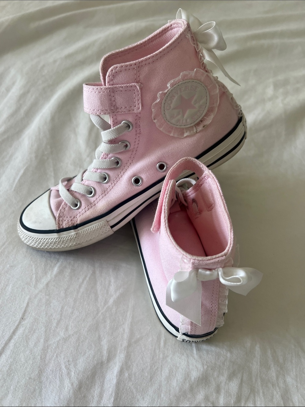 Converse Pink High-Top Kids Sneakers with Ribbon Accent